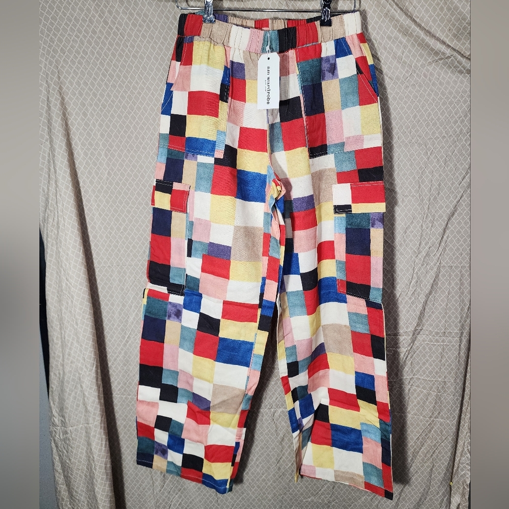 NWT sm wardrobe New York Crazy Clash Colorful Patchwork Wide Leg Women's Medium